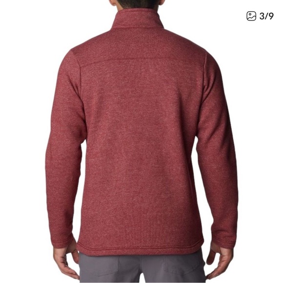 Columbia Men’s Heather Red 3/4 Zip-Up Sweater-XL - Picture 2 of 4